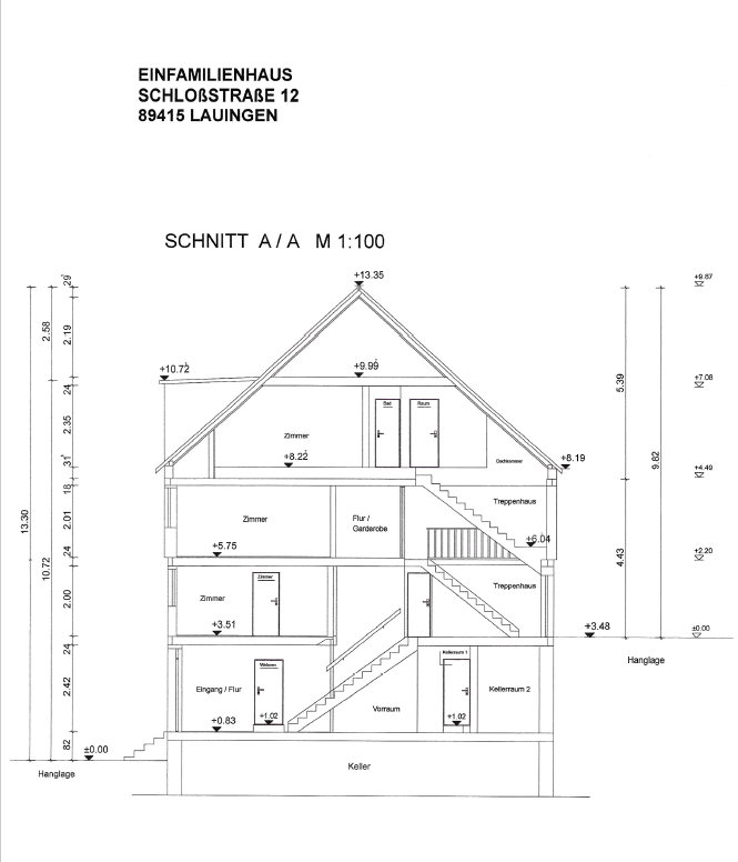 Bild Schnittt Mehrfamilienhaus Lauingen