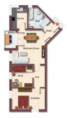 Grundriss Traumhafte 3-Zimmer Wohnung in exclusiver Lage in Lauingen