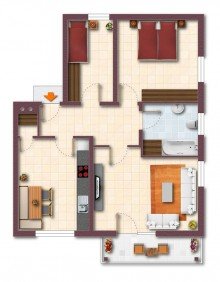 Grundriss 87m2 3-Zimmerwohnung mit Einzelgarage u. Balkon! Tolle Lage, tolle Mieter, das Rundum-Sorglos Paket!